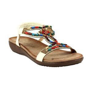 Lunar Womens/Ladies Mariella Beaded Sandals / White